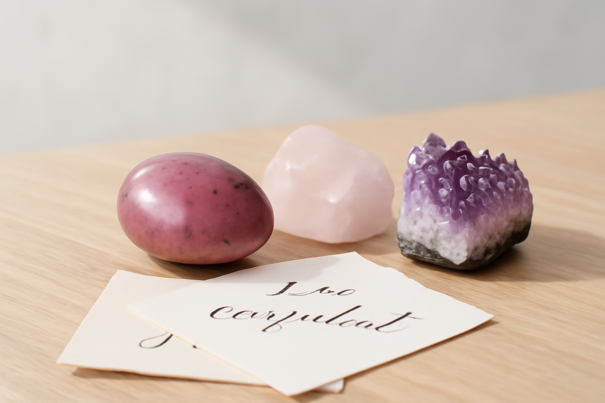 Rhodonite-quartz rose-améthyste
