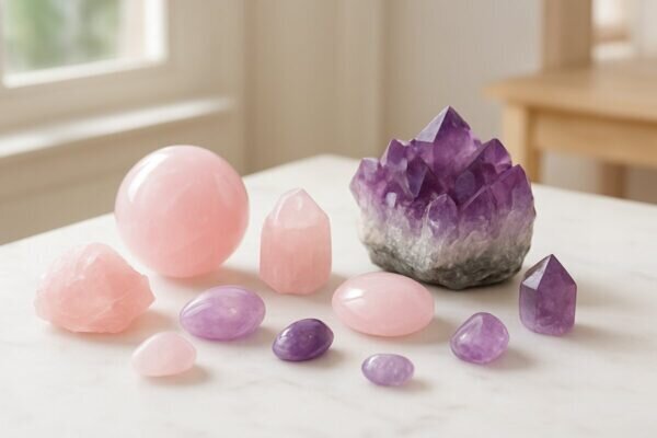 sensorialité des pierres Quartz rose-améthyste