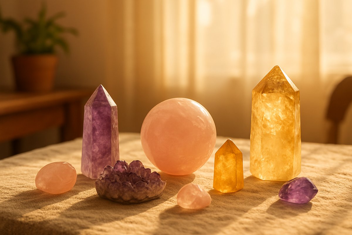 Quartz rose-améthyste-citrine