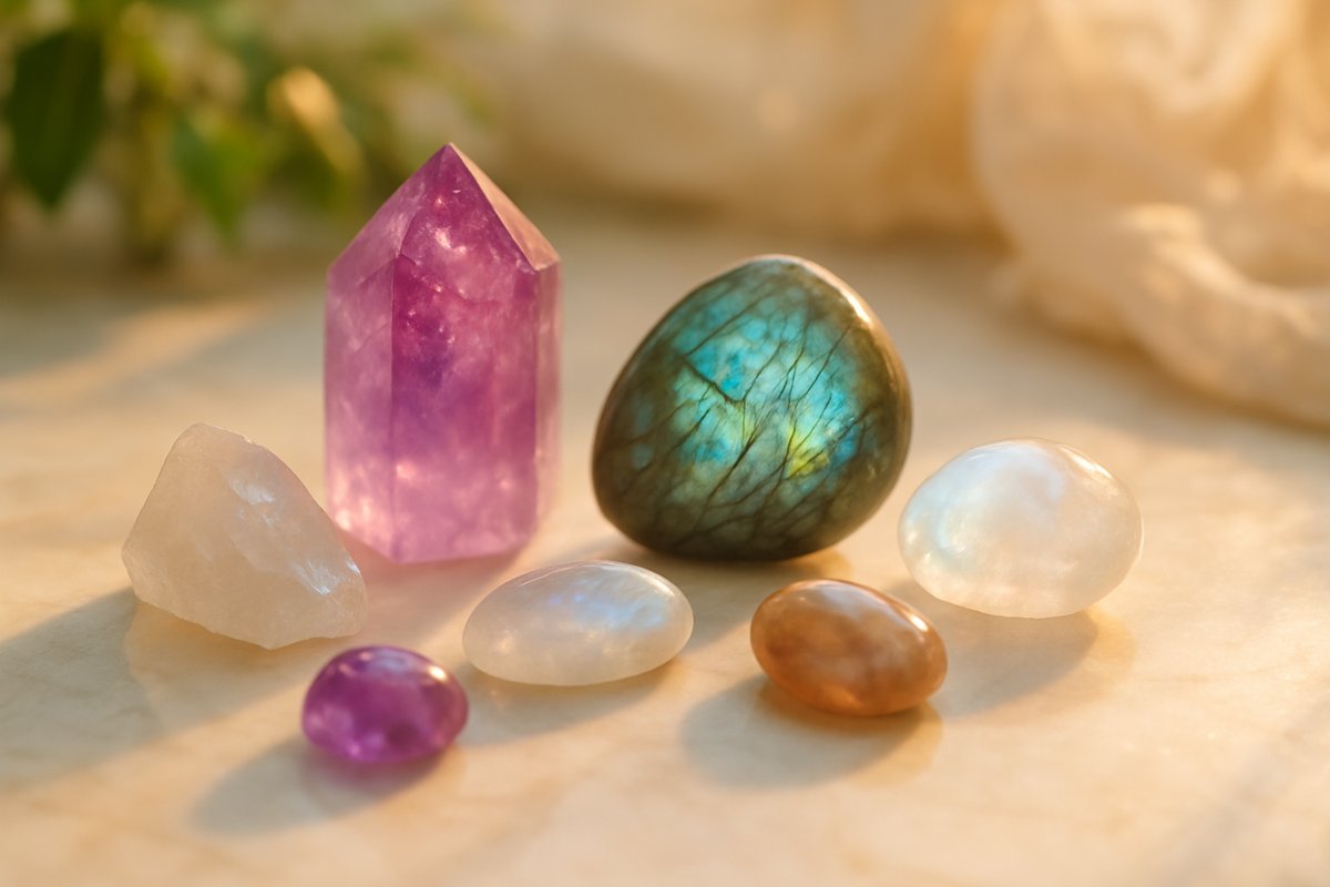 Améthyste-labradorite-moonstone