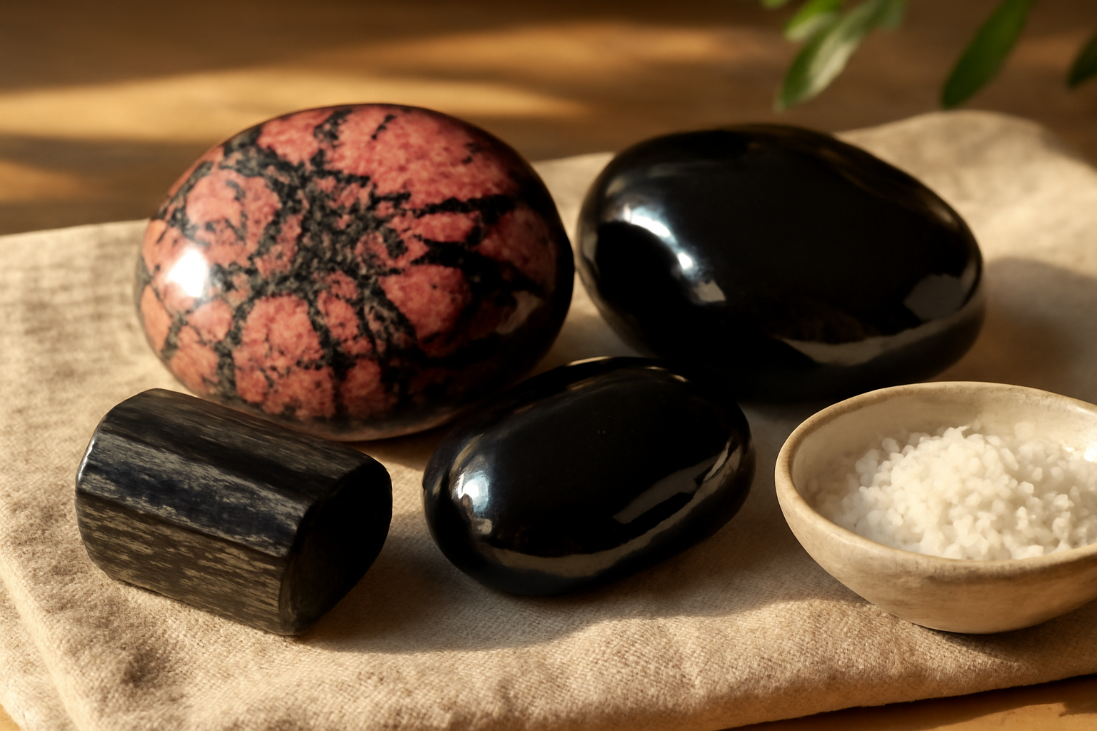 Rhodonite-Obsidienne-Noir tourmaline
