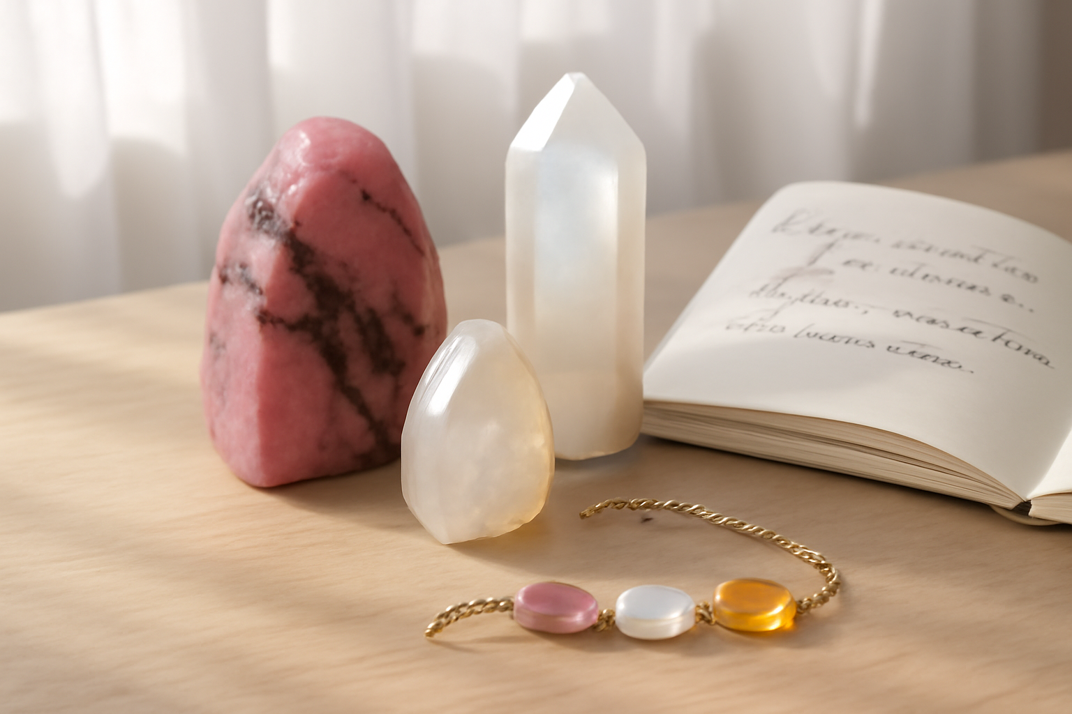 Rhodonite-Pierres de lune-Citrine