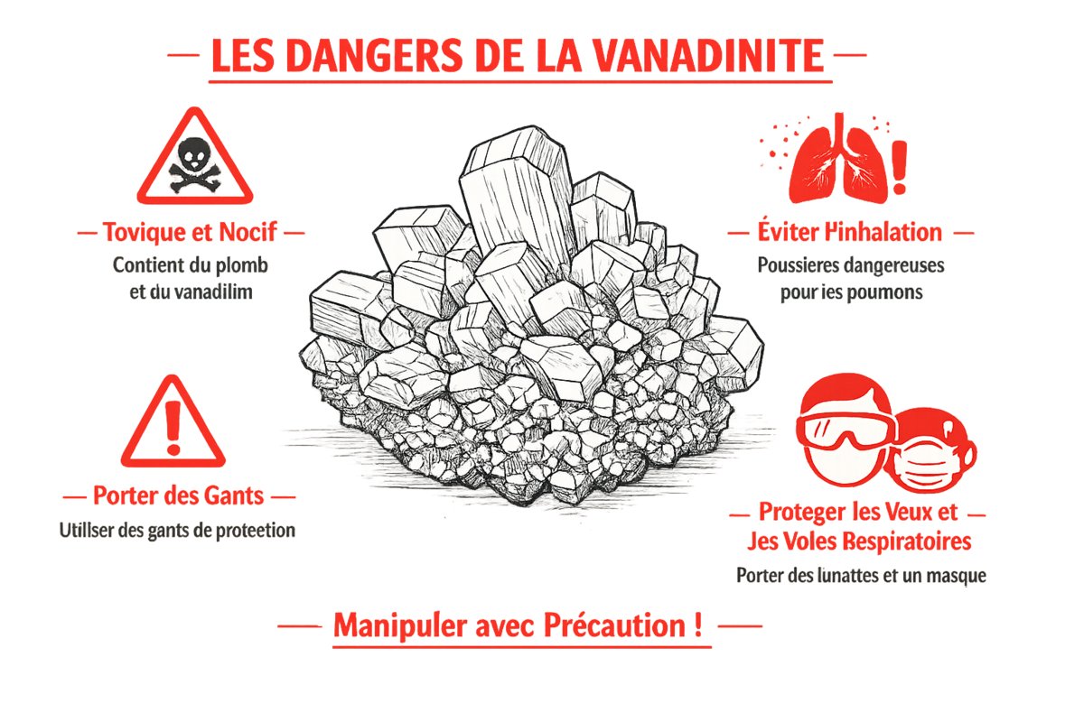 Vanadinite danger : tout savoir sur ses risques cachés Infographie sur la sécurité de la vanadinite