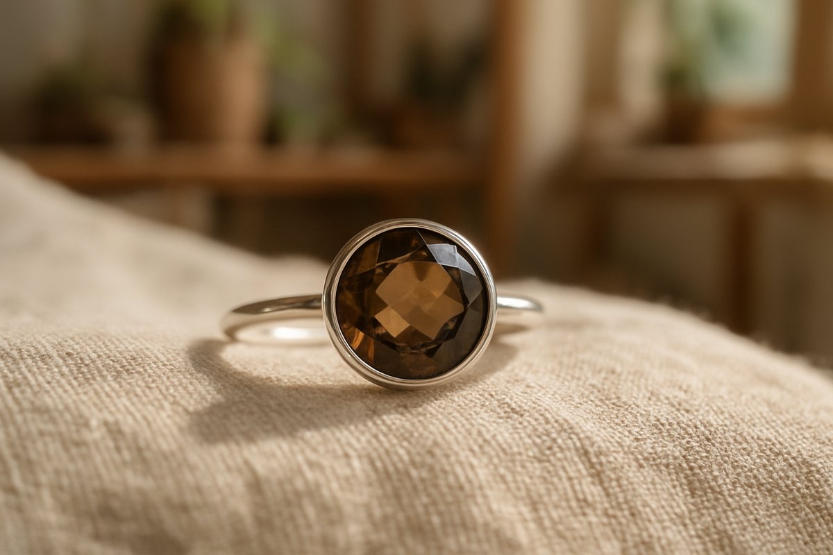 Bague en quartz fumé