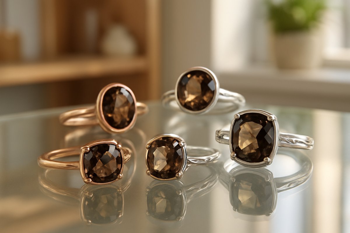 Bague en quartz fumé