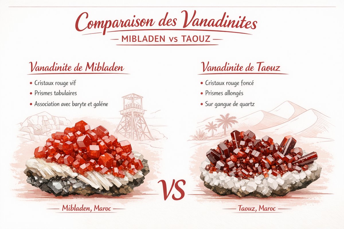 Vanadinite Maroc : Découvrez une Pierre Unique aux Vertus Puissantes Vanadinite de Mibladen et Taouz