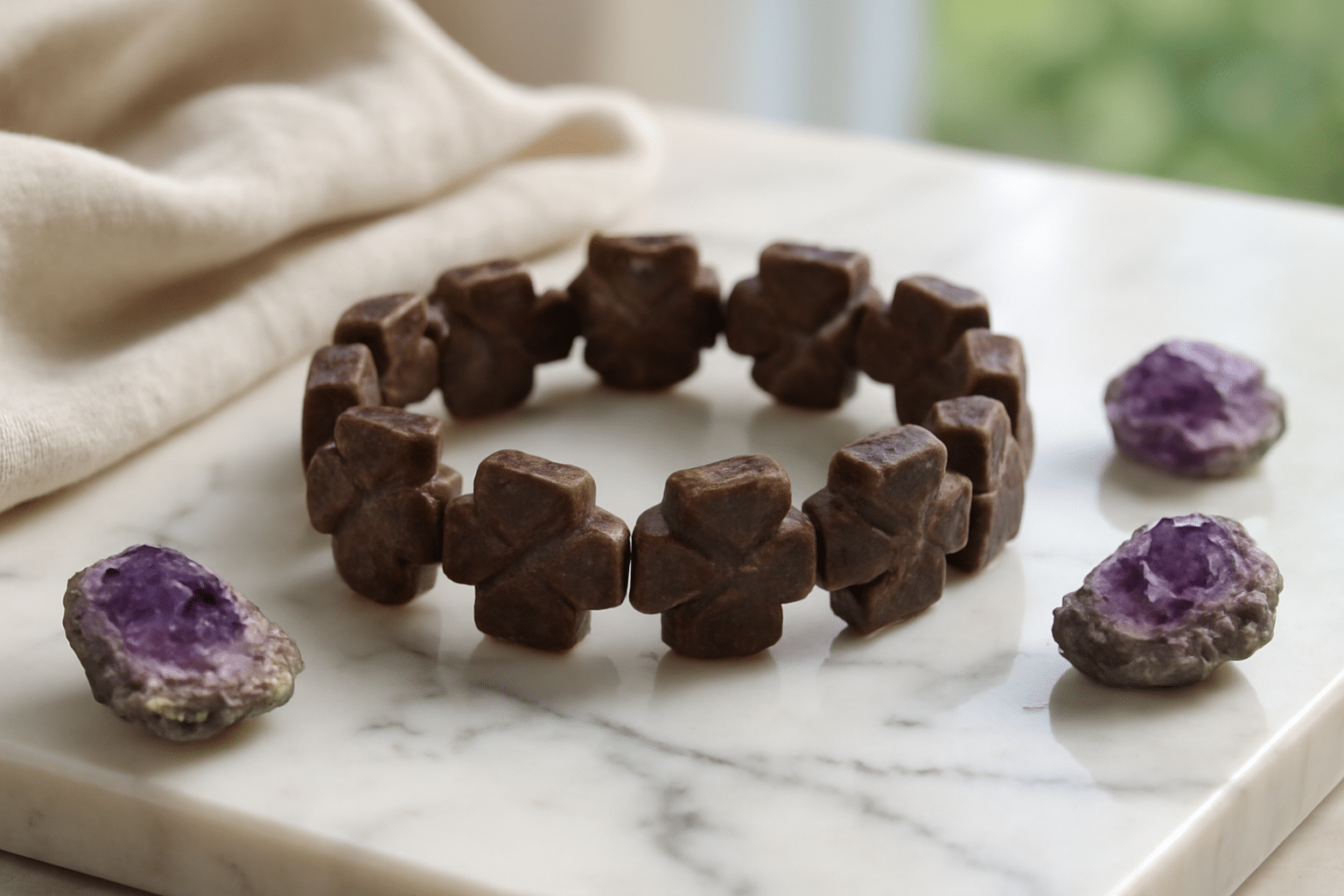 Découvrez le bracelet en staurotide pour l’équilibre Staurolite-Améthyste