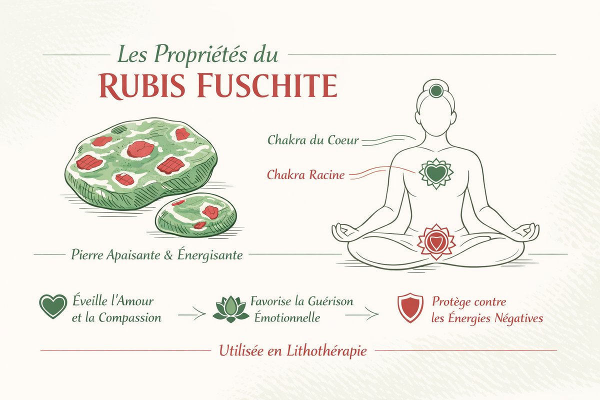 Rubis fuschite : découvrez ses vertus étonnantes Infographie sur le rubis fuschite