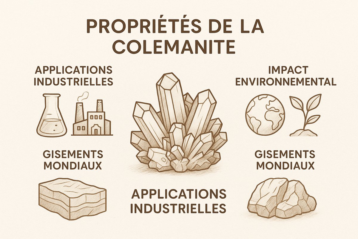 Colemanite : Source Étonnante de Bore et Ses Utilisations Infographie sur les applications de la colemanite