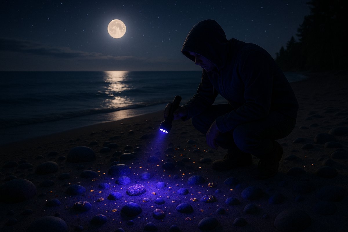 Yooperlite incandescente : Vertus et secrets révélés Recherche nocturne de yooperlites