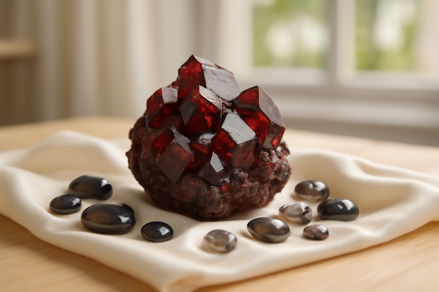 Cuprite-hématite-quartz fumé