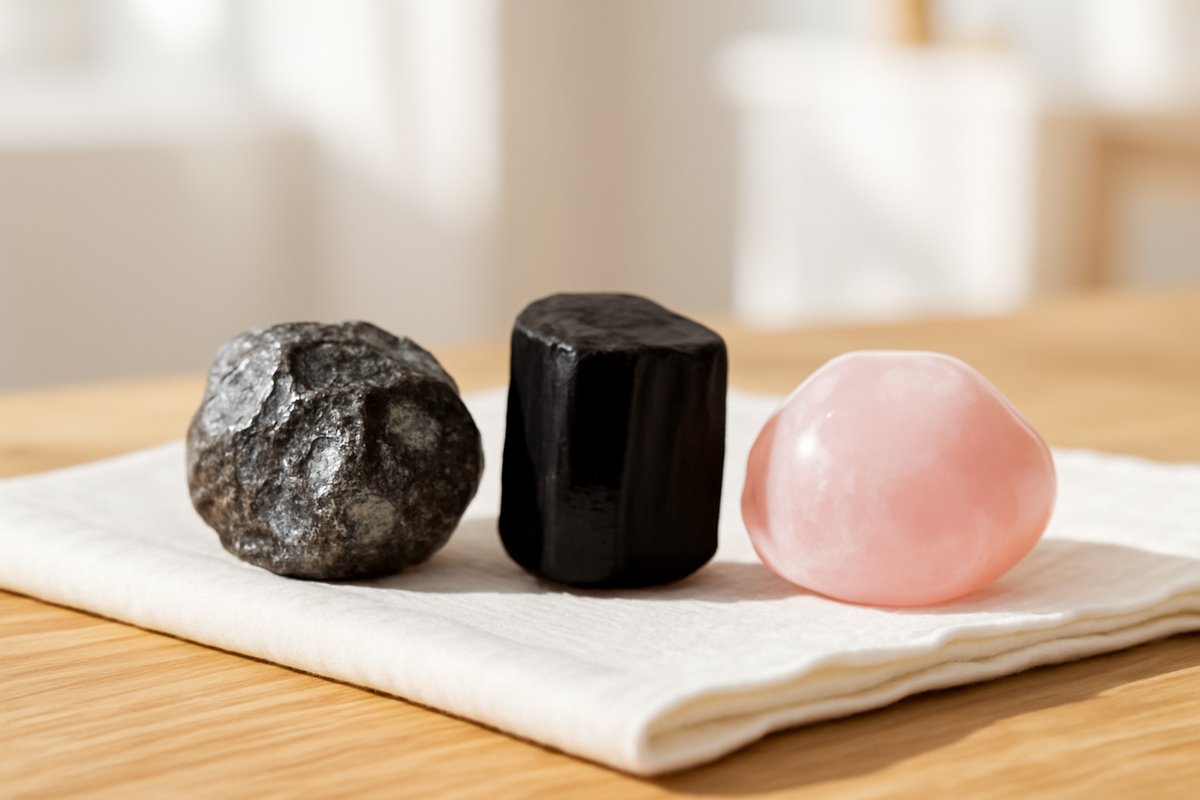 Skuttérudite : guide essentiel pour harmoniser vos énergies Skutterudite-Tourmaline-Quartz Rose
