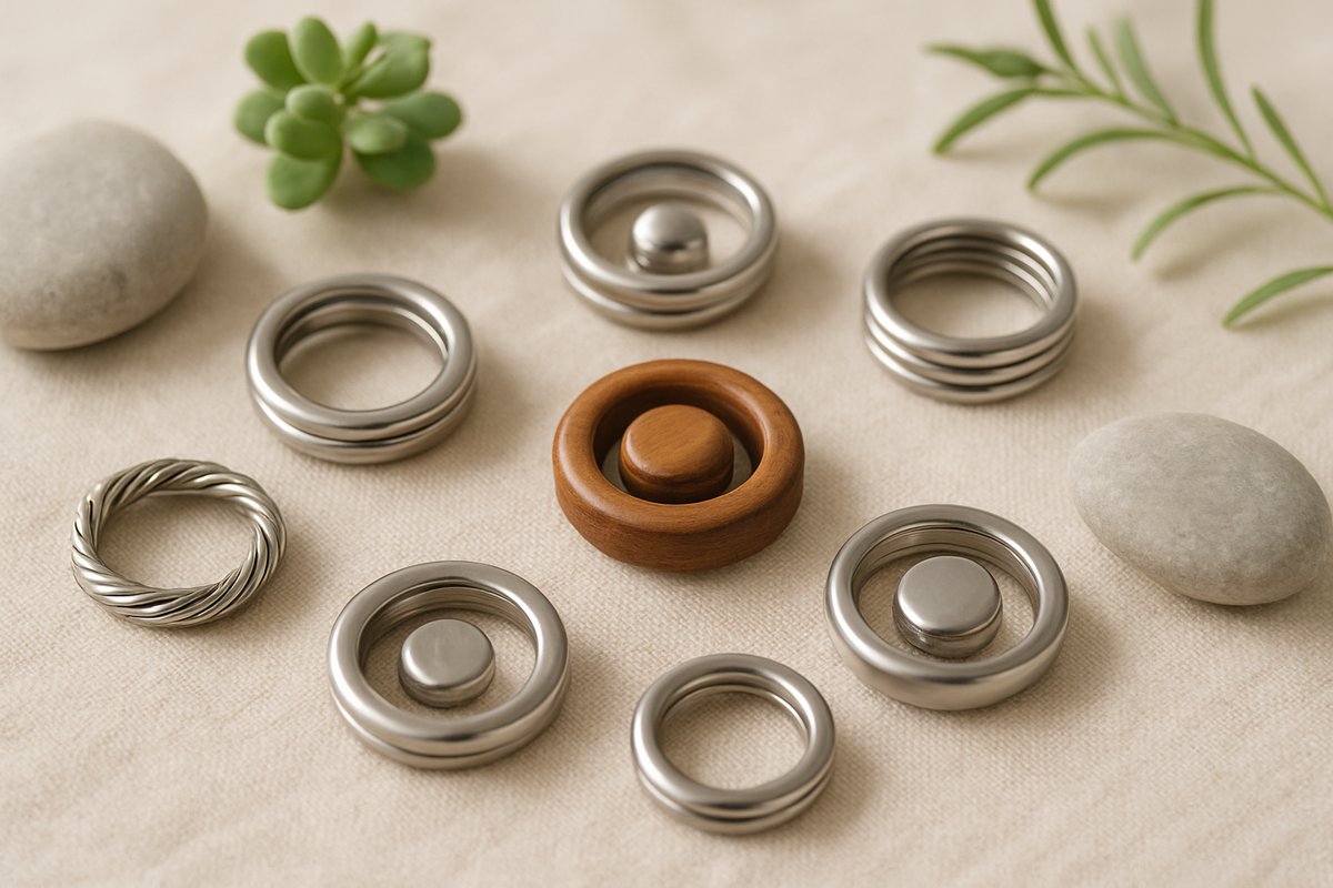 Bague antistress : le secret de votre sérénité Bague en argent, acier inoxydable et bois