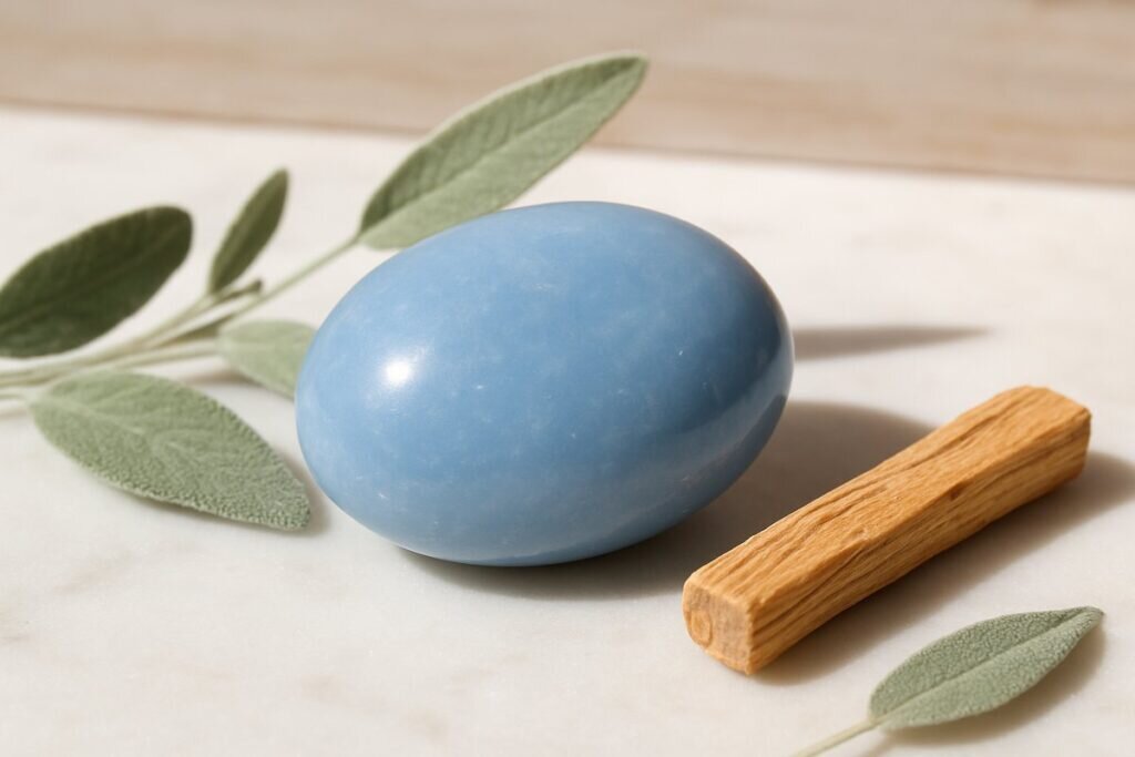 Pierres bleues en lithothérapie : quelles vertus et quelles pierres choisir ? Angélite Angelite