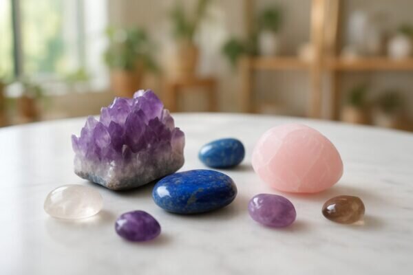 pierres et médecine ancienne Améthyste-Lapis Lazuli-Rose Quartz