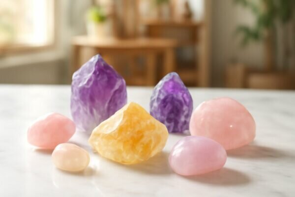 en combien de temps agissent les pierres Citrine-amethyste-rose quartz