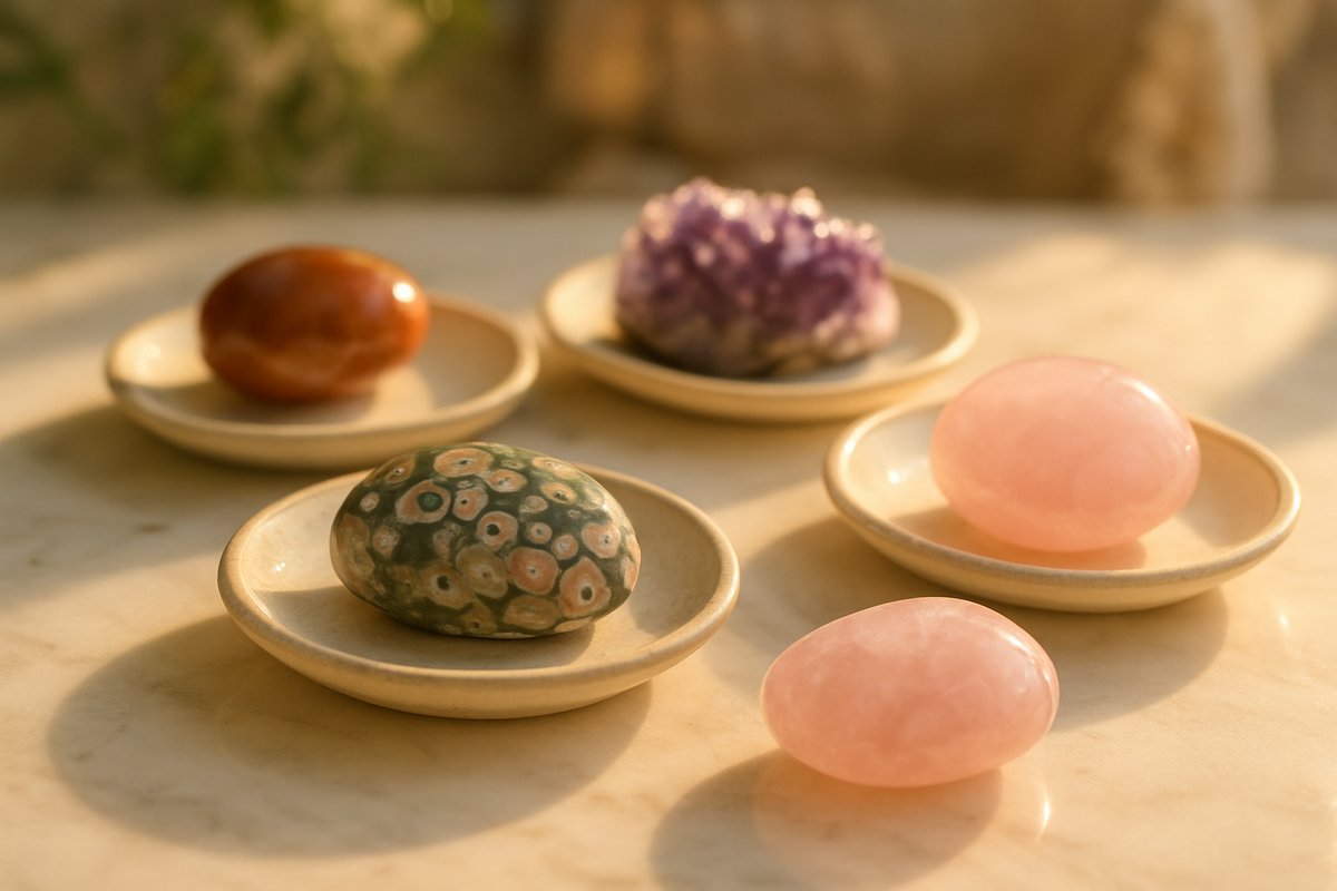 Jaspe Océan, Quartz Rose, Améthyste