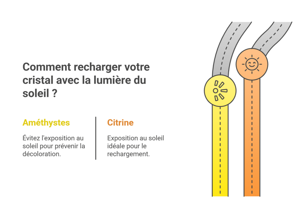 Comment recharger un cristal avec les lumière du soleil - graphique Purification et rechargement des pierres