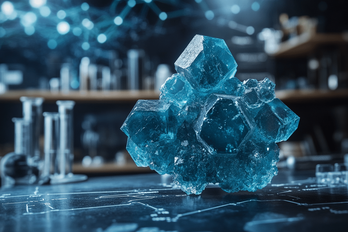 Fluorite bleue dans un laboratoire scientifique Fluorite bleue dans un laboratoire scientifique