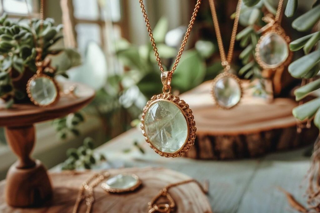 Effets énergétiques de la préhnite Comment la préhnite est-elle utilisée dans la fabrication de bijoux et quelles sont les tendances actuelles en matière de design